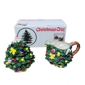 RCPC MCM Vintage 1991 SPODE Christmas Sugar and Cream Serving Dishes